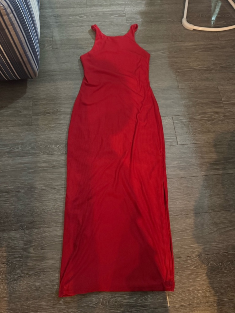 Lulu's Bold Red Ribbed Maxi Dress